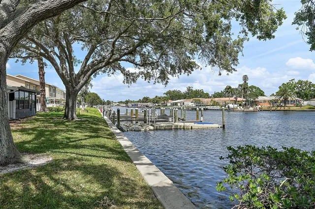 a view of a lake with houses