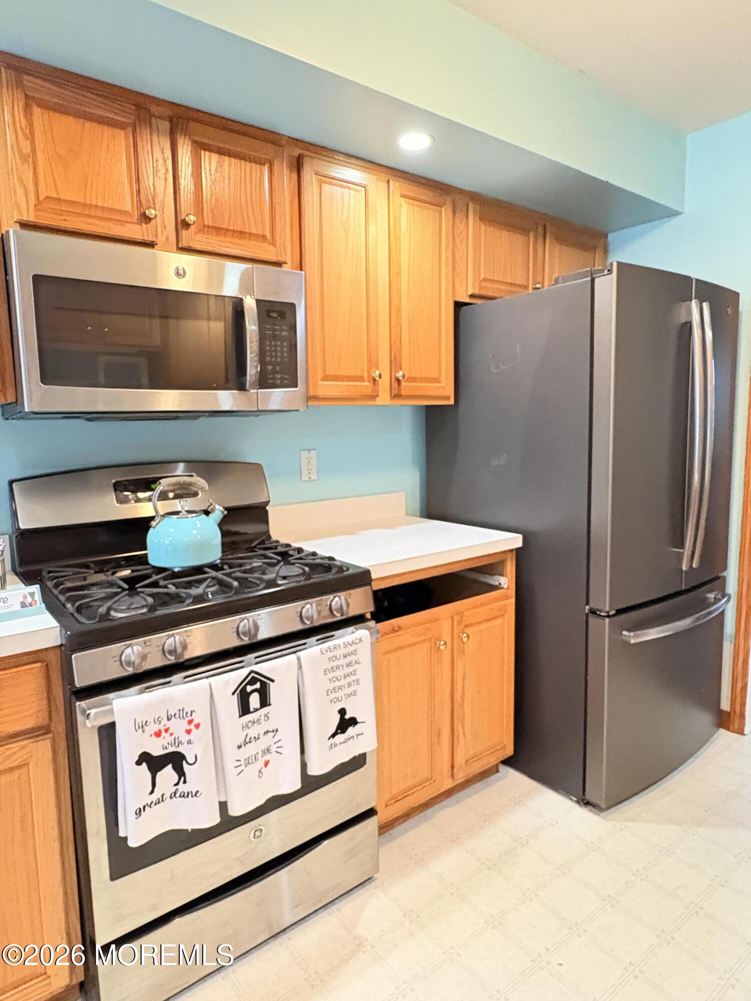 456 Dock Road Forked River, NJ 08731 - Photo 9 of 14 a kitchen with stainless steel appliances granite countertop a refrigerator a stove and a sink