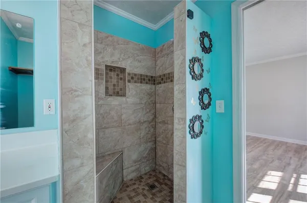 a bathroom with a shower
