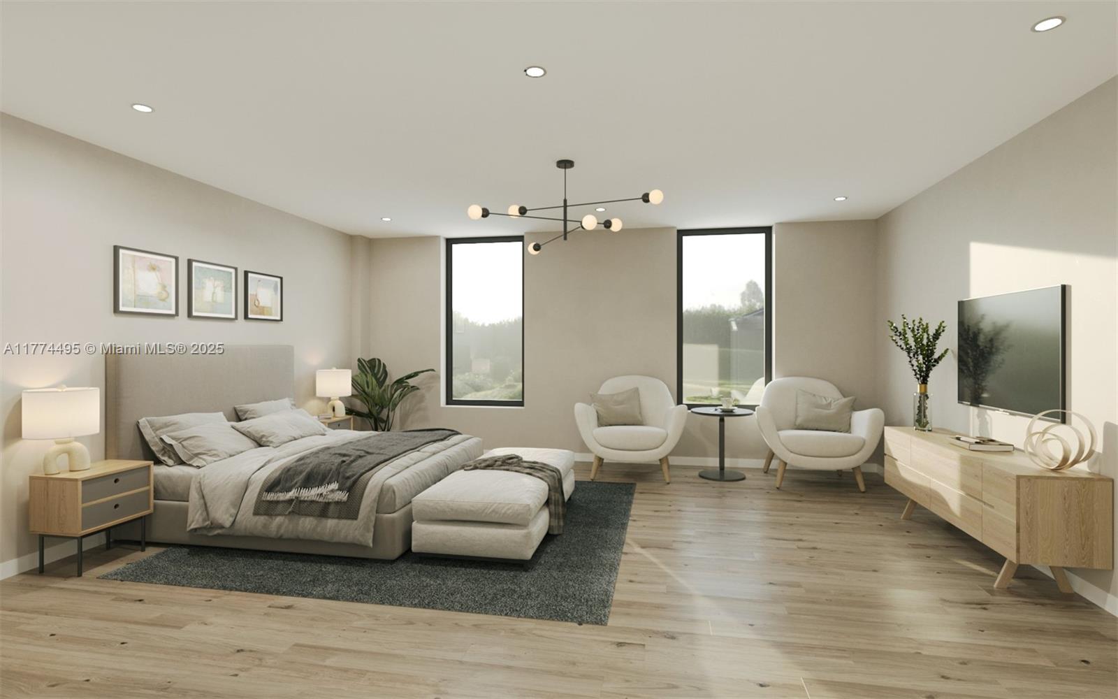 630 Northeast 3rd Street Hallandale Beach, FL 33009 - Photo 10 of 13 a spacious bedroom with a bed and a flat screen tv