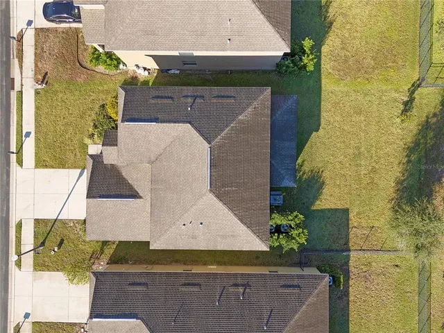 an aerial view of a house
