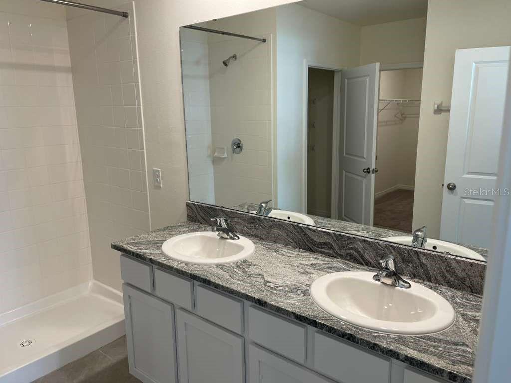 8954 Forge Breeze Loop Wesley Chapel, FL 33545 - Photo 14 of 37 a bathroom with a granite countertop sink and a mirror