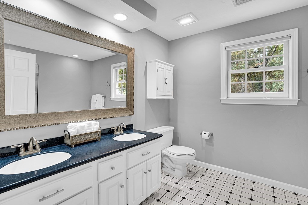 41 South Street Upton, MA 01568 - Photo 25 of 41 a bathroom with a double vanity sink toilet and a mirror
