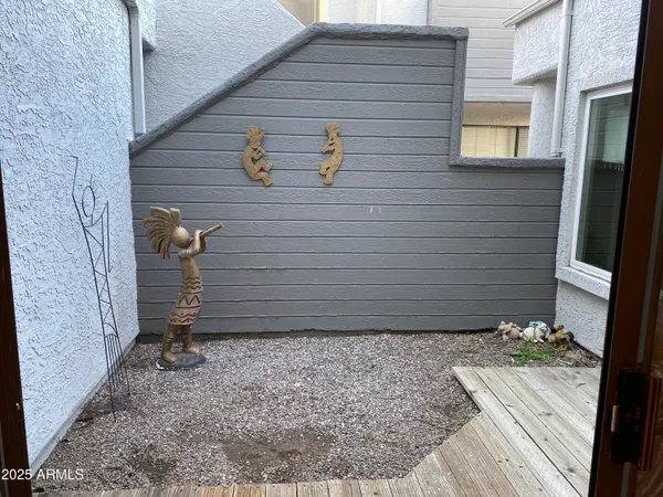 a view of a room with racks on the wall