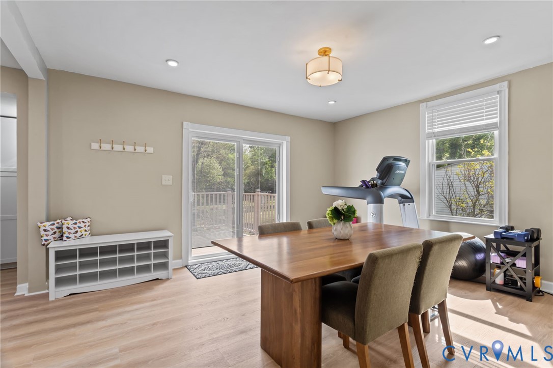 6101 River Road Petersburg, VA 23803 - Photo 17 of 37 Dining Room with LVP flooring sliding door to deck