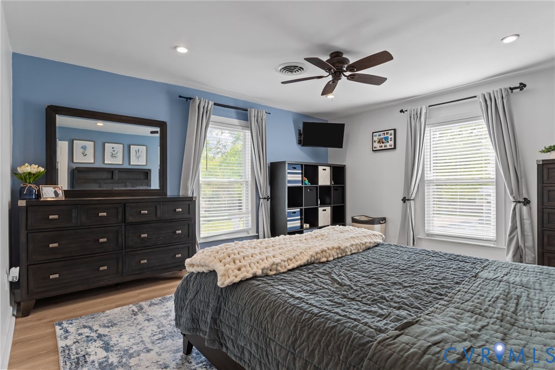 6101 River Road Petersburg, VA 23803 - Photo 20 of 37 Bedroom featuring LVP floors, ceiling fan, recesse