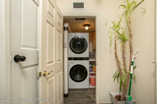 a view of small space with washer and dryer