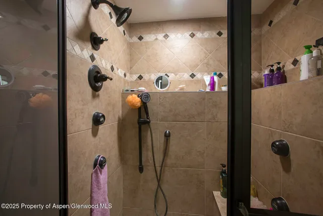a bathroom with shower