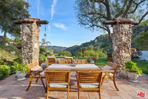 a view of a chairs and table in the patio