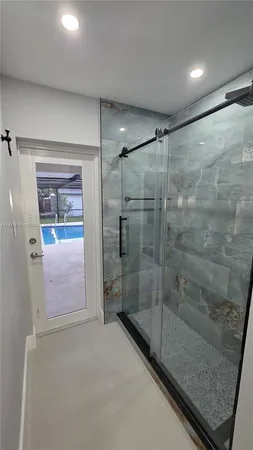 a bathroom with a shower