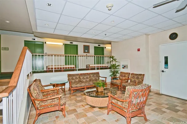 a dining room with furniture