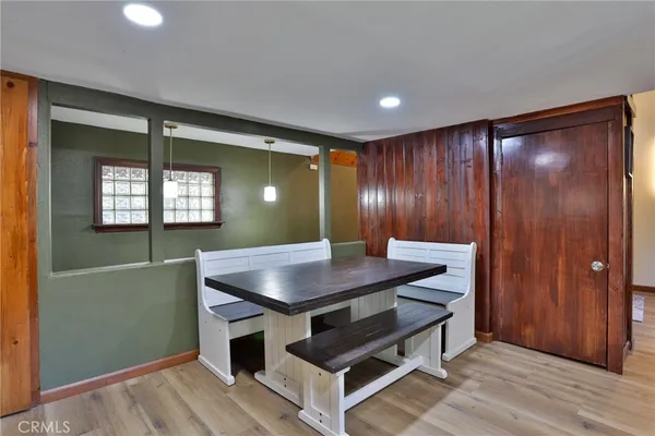 a kitchen with a table and window