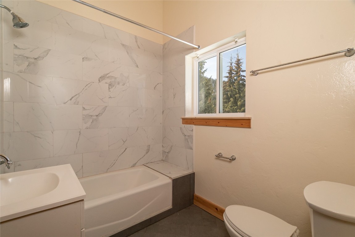 5277 Montezuma Road Montezuma, CO 80435 - Photo 16 of 30 a bathroom with a toilet a sink and a bathtub