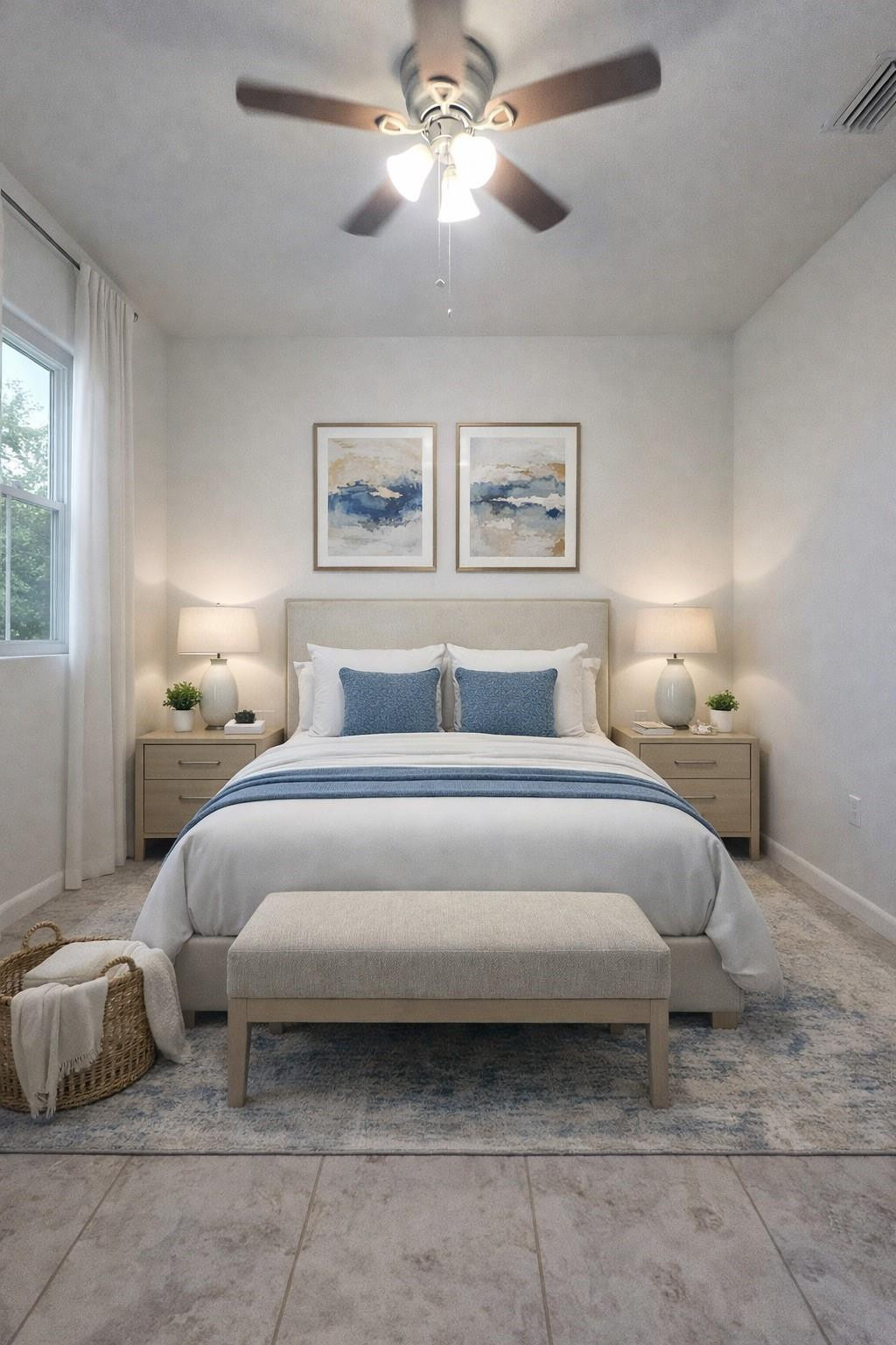 4903 Southwest 140th Terrace Miramar, FL 33027 - Photo 13 of 19 a bedroom with a bed and lamp with window