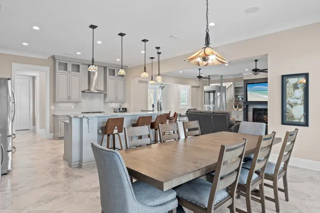 a view of a dining area with furniture