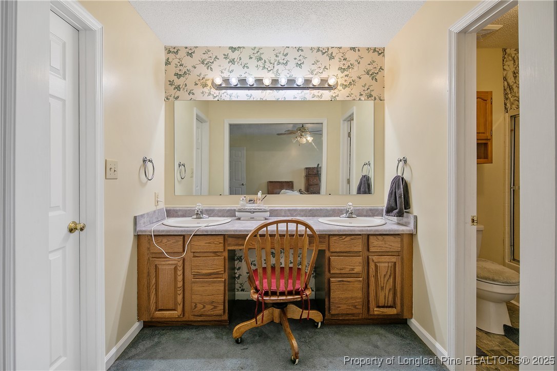 6042 Elliott Bridge Road Linden, NC 28356 - Photo 25 of 47 a view of a bathroom with a sink and a mirror