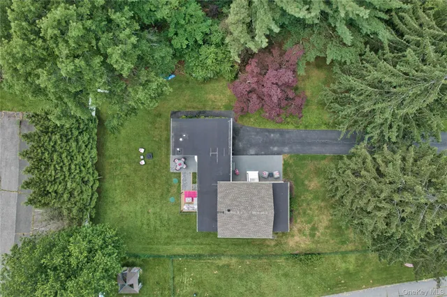 an aerial view of a house
