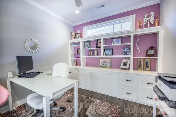 a workspace with furniture
