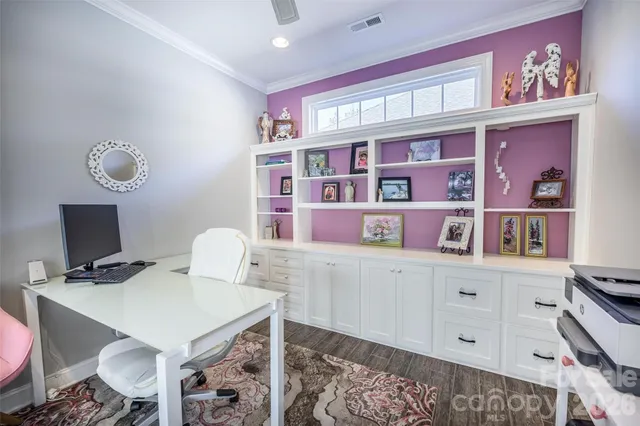 a workspace with furniture