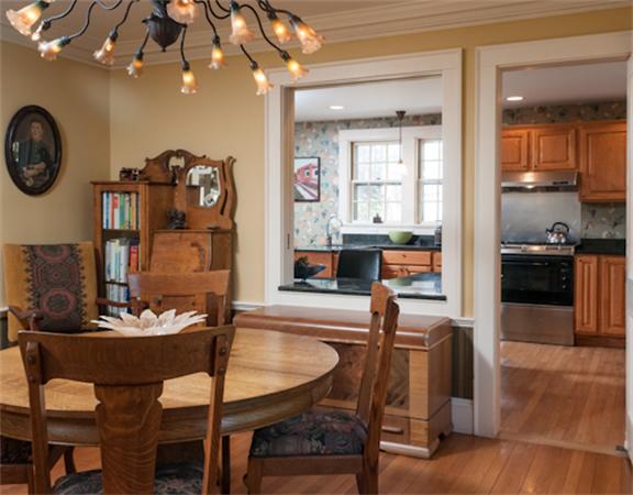 35 Oak Cliff Road Newton, MA 02460 - Photo 6 of 8 a dining room with furniture and a chandelier