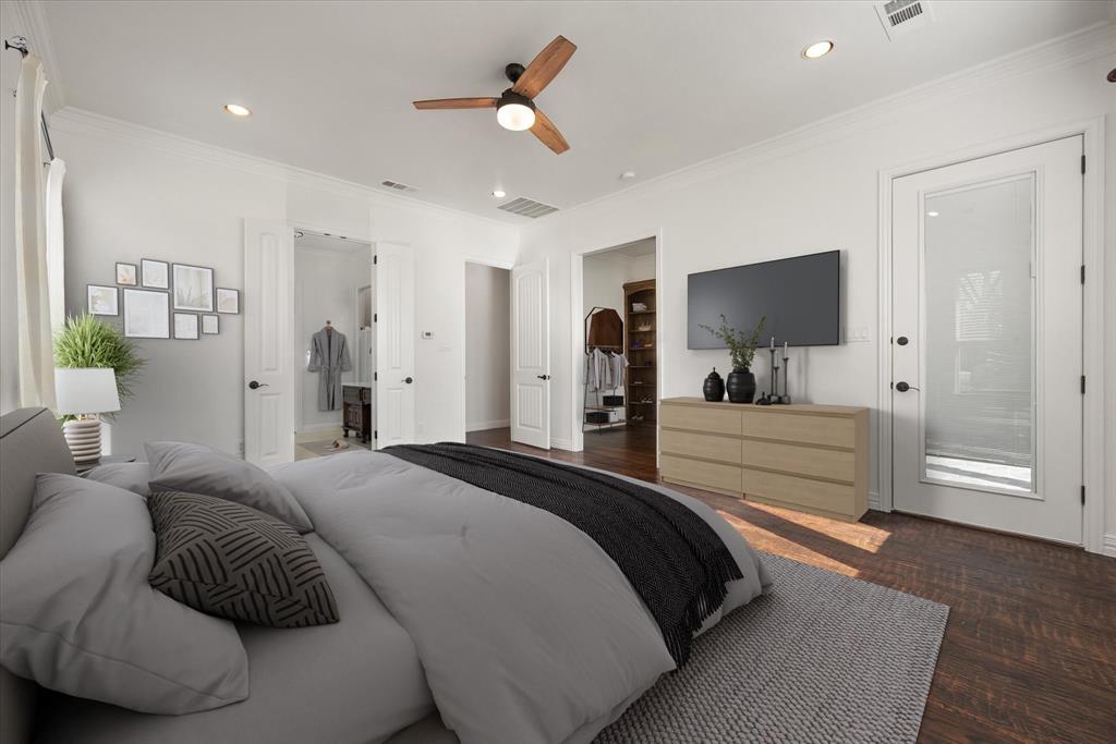 6056 Bennett Lawson Road Mansfield, TX 76063 - Photo 11 of 38 a bedroom with a bed and a chandelier