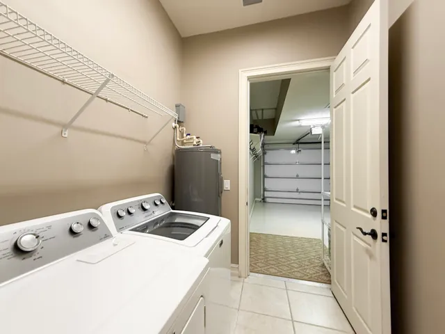 a room with washing machine