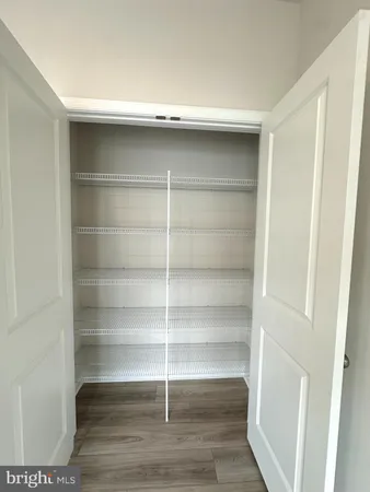 a view of an empty walk in closet
