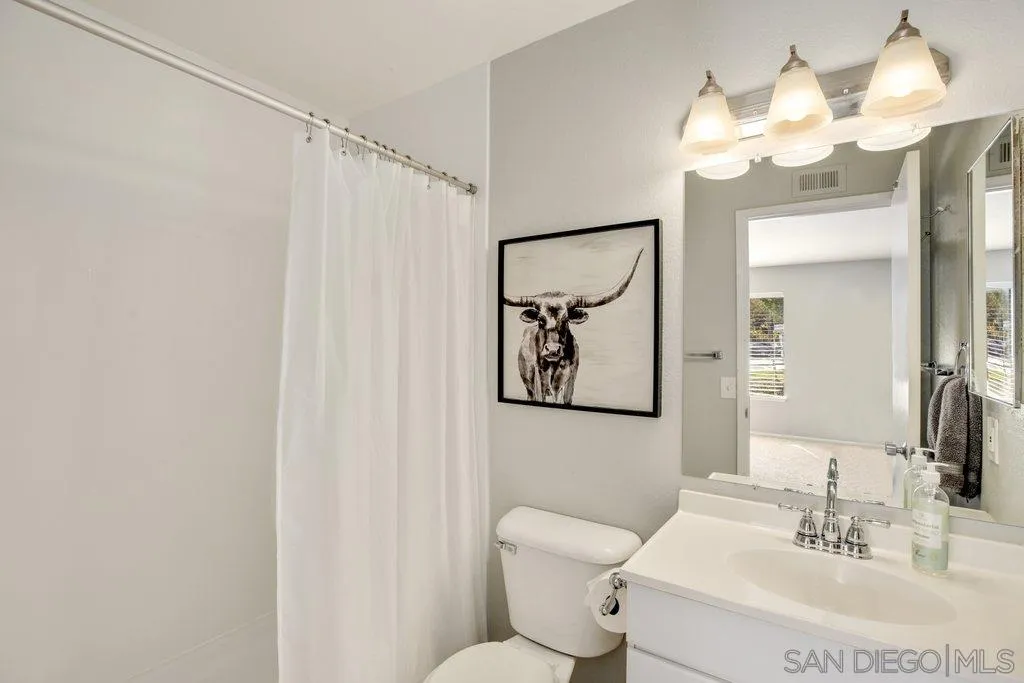 2807 Via Pajaro Carlsbad, CA 92010 - Photo 17 of 26 a bathroom with a sink mirror and a toilet