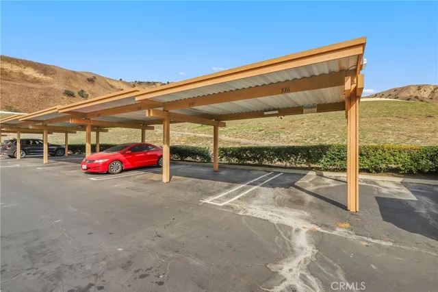 a car is parked on the side of the road