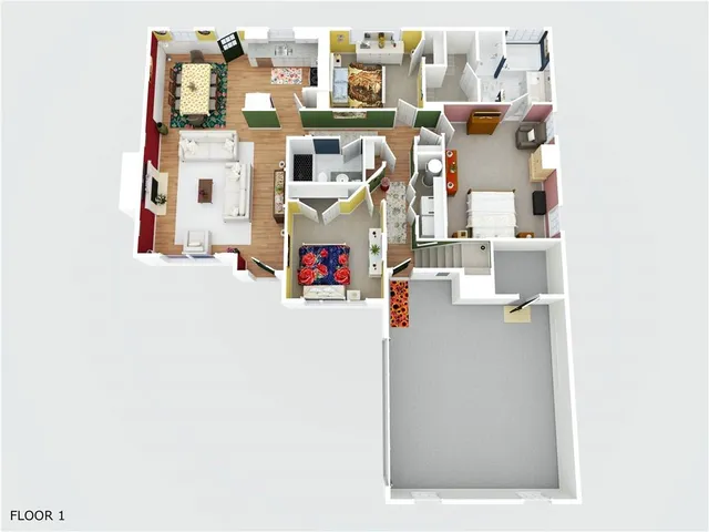 a kitchen with a stove and cabinets