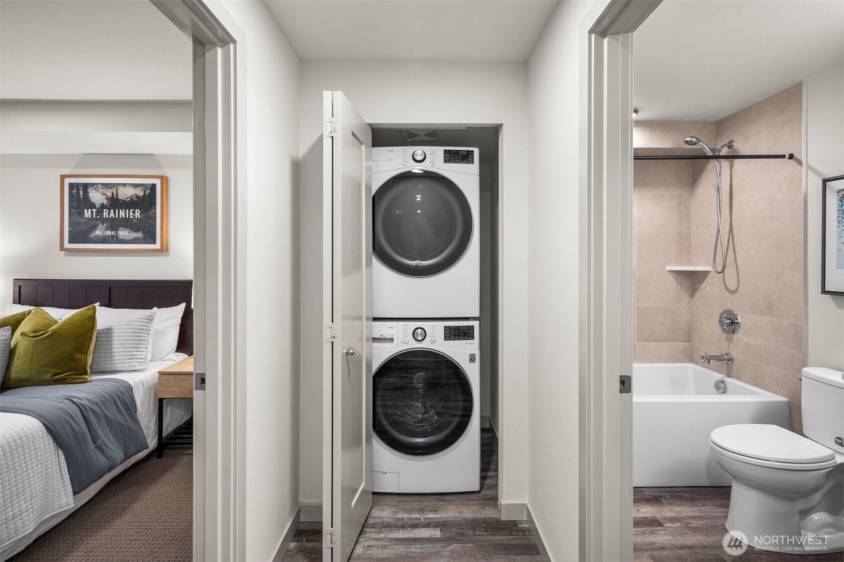 728 North 43rd Street Seattle, WA 98103 - Photo 12 of 29 a view of a hallway with washer and dryer