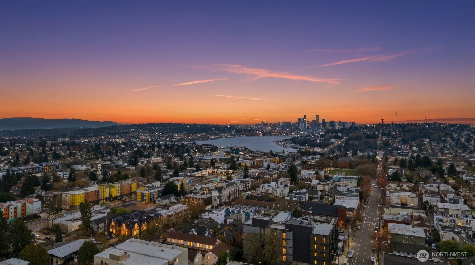 728 North 43rd Street Seattle, WA 98103 - Photo 22 of 29 a view of a city with mountains in the background