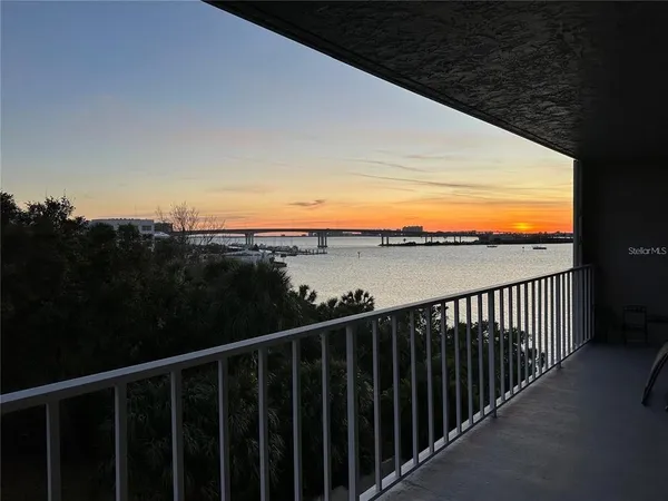 a view of a balcony with an outdoor space