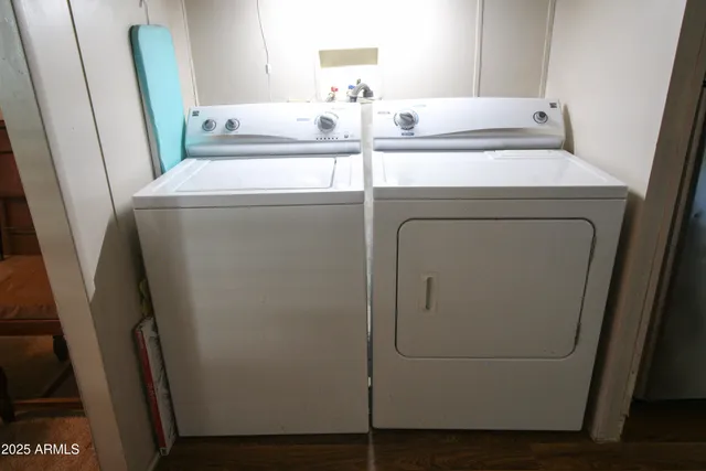 a close view of washer and dryer