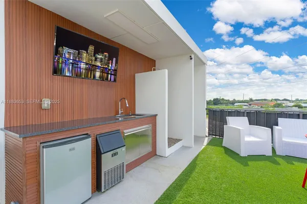 a living room with furniture