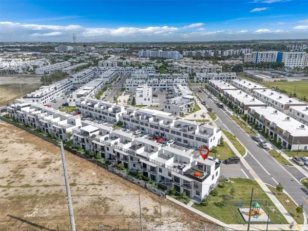 a city view with tall buildings