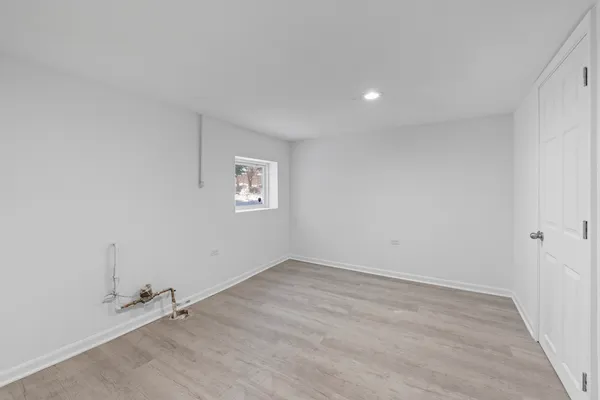 an empty room with a workbench