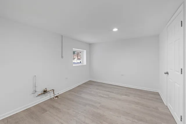 an empty room with a workbench