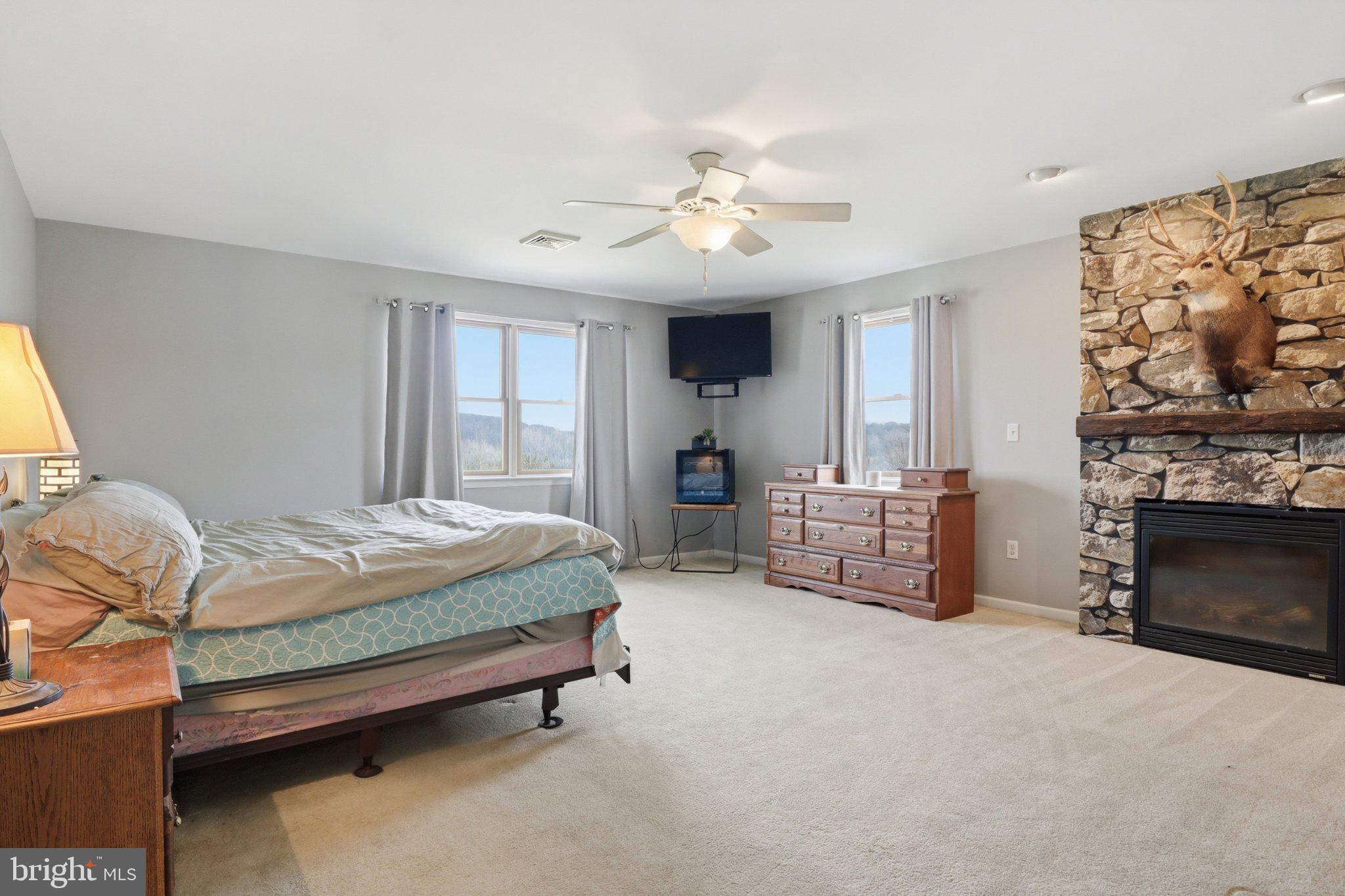 57 Mahanoy Valley Road Duncannon, PA 17020 - Photo 27 of 70 Spacious bedroom with stone fireplace.
