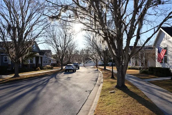 a view of a park with trees