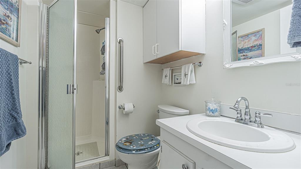 7 Elgin Place, Unit 301 Dunedin, FL 34698 - Photo 19 of 35 a bathroom with a toilet a sink and a mirror