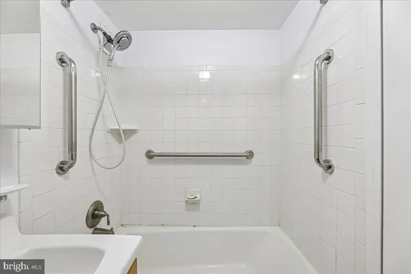 a bathroom with a sink and a shower