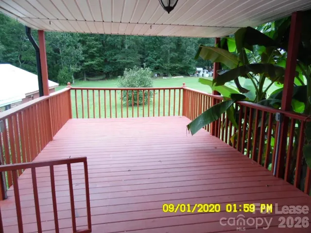 a view of a wooden deck