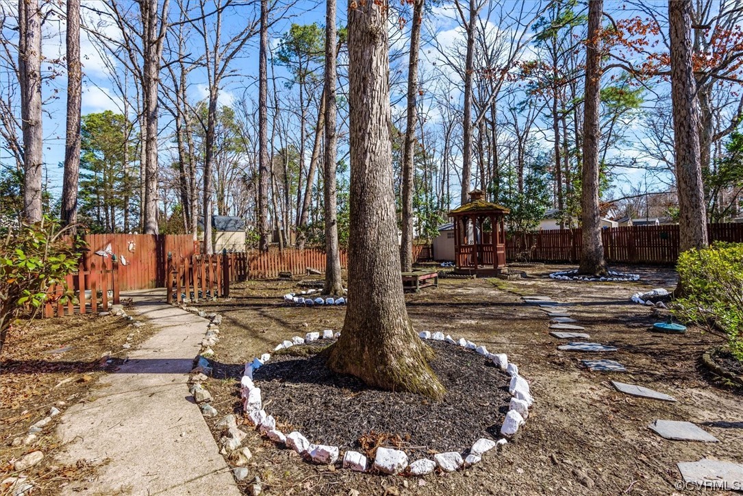 713 Goodwood Road Richmond, VA 23225 - Photo 27 of 29 a view of a fire pit with large trees