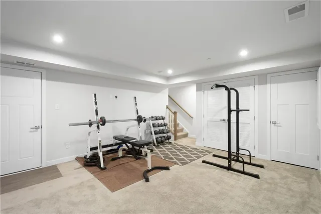 a view of a room with gym equipment