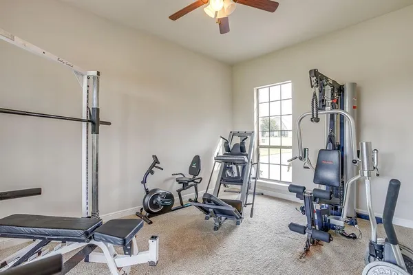 a view of a room with gym equipment