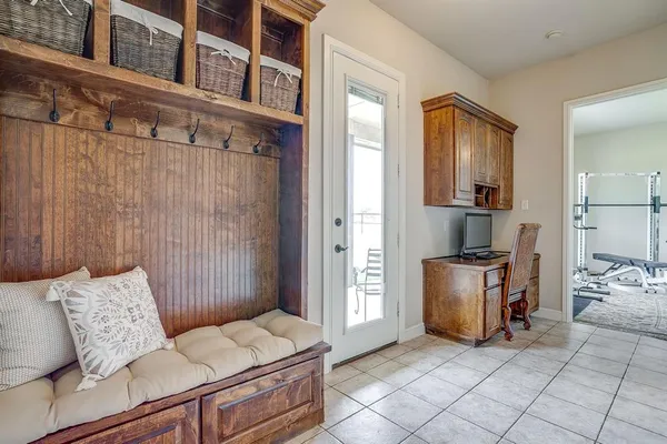 a living room with furniture