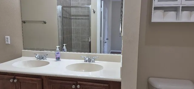 a bathroom with a sink and a toilet