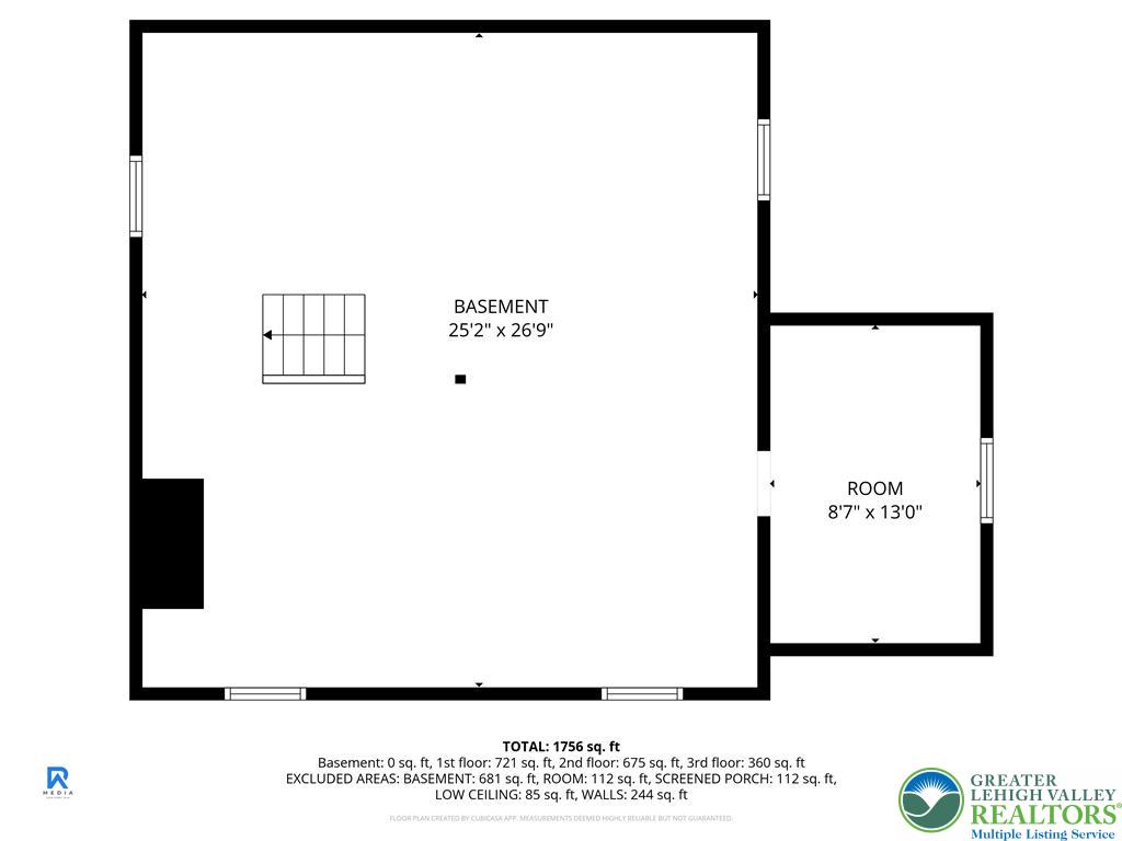 118 South 3rd Street Bangor, PA 18013 - Photo 30 of 33 This floor plan highlights a versatile basement space with room for expansion.