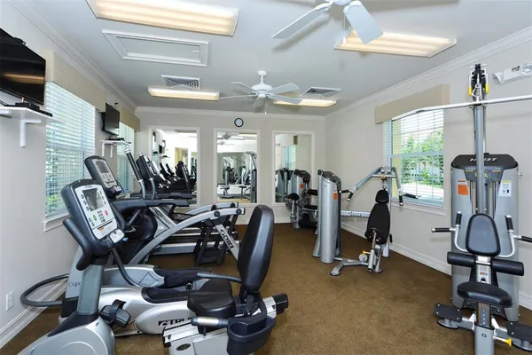 a view of a room with gym equipment